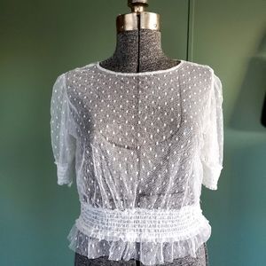 White Sheer floral Cropped Top